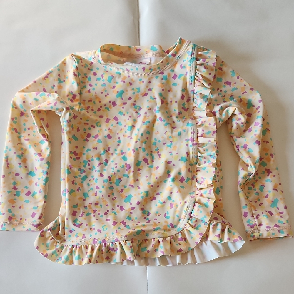 Cream Floral Long Sleeve Ruffle Top